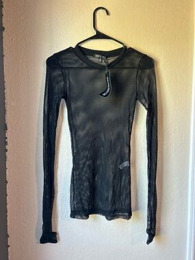 Sheer Black Mesh Long-Sleeve Top by Current Mood Dolls Kill